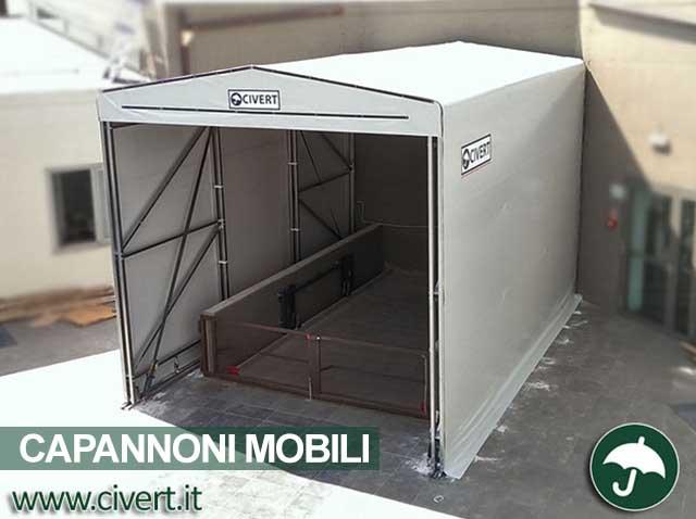 Capannone mobile come copertura per montacarichi Civert