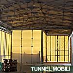 tunnel mobili collegati: vista interna con le varie soluzioni logistiche e porte industriali