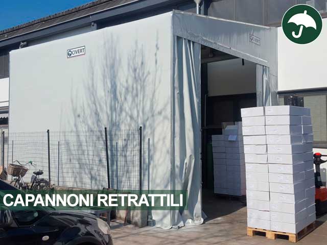 Capannone retrattile con copertura pvc laterale Monoside Civert