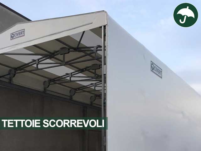 Tettoia scorrevole modello Biside con copertura retrattile Civert