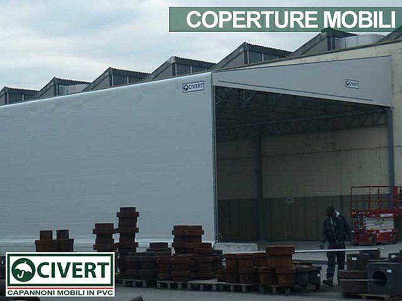 Copertura industriale in telo pvc retrattile e mobile per capannoni e magazzini